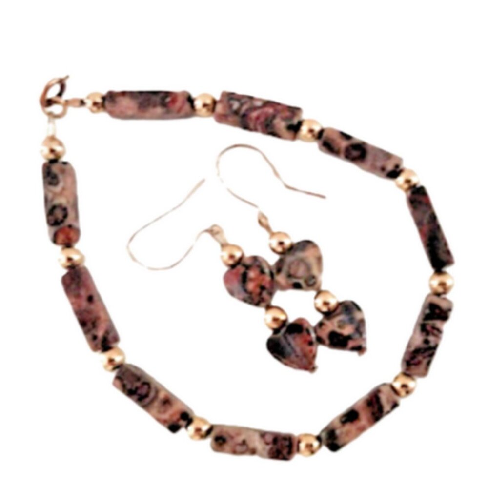 The Nature Company 7" Gold Filled Nautural Bracelet and Earring Set